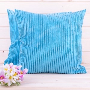 Poszewka ozdobna 45x45 cm Mikrofibra Prążki Turkus