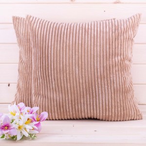 Poszewka ozdobna 45x45 cm Mikrofibra Prążki Kawa z mlekiem