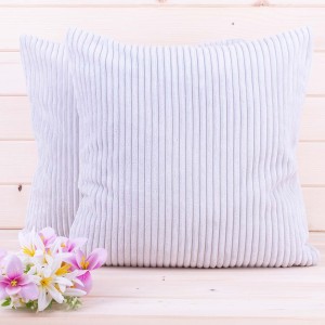 Poszewka ozdobna 45x45 cm Mikrofibra Prążki Jasny szary