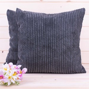 Poszewka ozdobna 45x45 cm Mikrofibra Prążki Ciemny szary