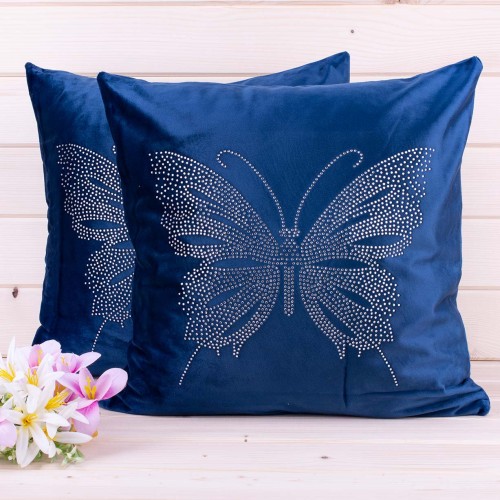 Poszewka ozdobna 40x40 cm Motyl Granat
