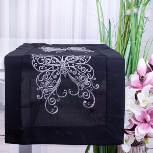 Pas 40x160 cm YM50159BS Srebrny motyl na czarnym