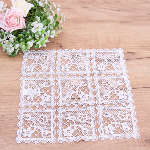 Serwetka DA-439 kwadrat 15x15 cm cała gipiura Biel