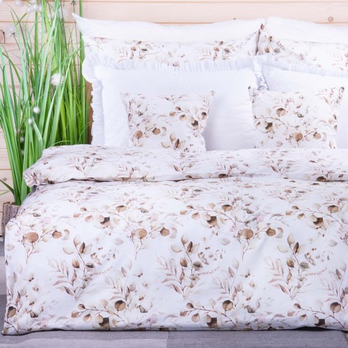 Pościel bawełniana 160x200 cm Eukaliptus beżowy