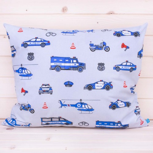 Poszewka z bawełny 50x60 cm Policja 2 na szarym tle