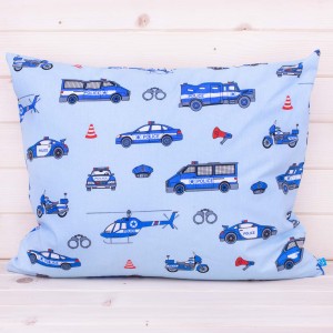 Poszewka z bawełny 50x70 cm Policja na niebieskim tle