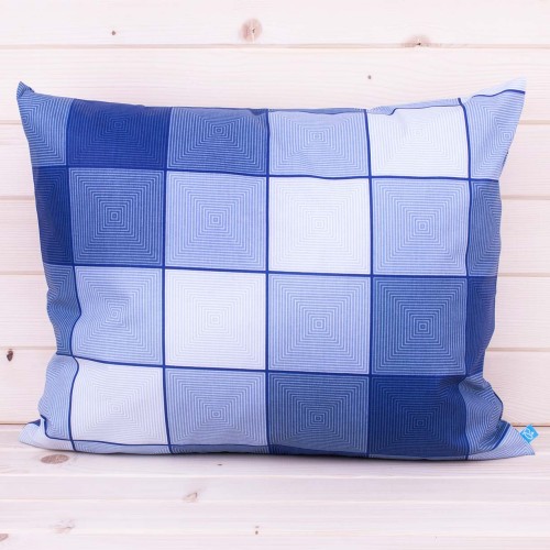 Poszewka z bawełny 70x80 cm Niebieska krata 3D