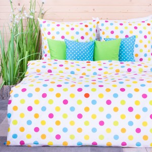 Pościel bawełniana 160x200 cm Kolorowe kropy