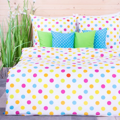 Pościel bawełniana 160x200 cm Kolorowe kropy