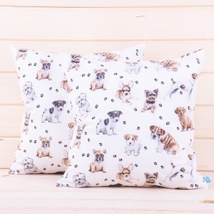 Poszewka z bawełny 40x40 cm Pieski + łapki