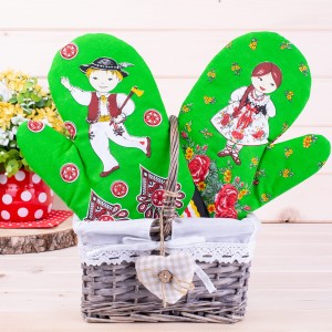 Rękawica kuchenna z magnesem Góralki zielona