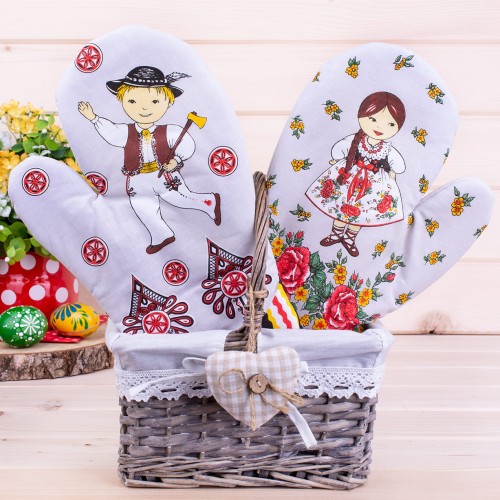 Rękawica kuchenna z magnesem Góralki szara