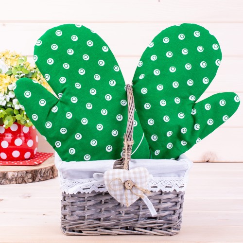 Rękawica kuchenna z magnesem Kropeczki zielona