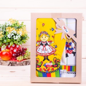 Komplet kuchenny 2*ścierka + rękawica Krakowski żółty