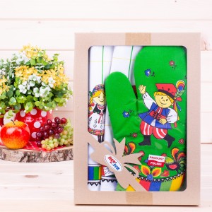 Komplet kuchenny 2*ścierka + rękawica Krakowski zielony