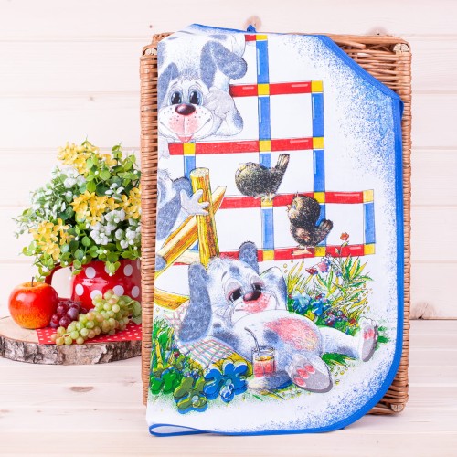 Fartuszek dziecięcy duży Piesek niebieski