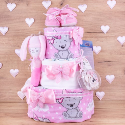 Tort z pampersów It'is a girl różowy 3