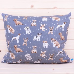 Poszewka z bawełny 40x60 cm Pieski + łapki szara