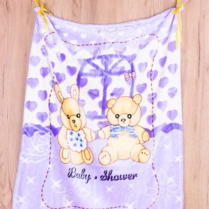 Kocyk dla dzieci 75x100 cm Misie serduszka fiolet