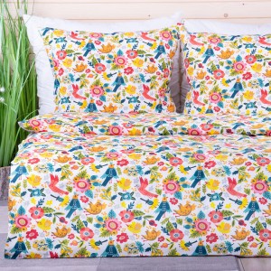 Pościel bawełniana 100x135 cm Kolorowe ptaszki