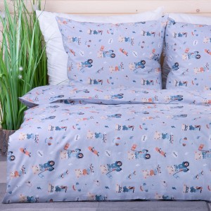 Pościel bawełniana 100x135 cm Miś na skuterze
