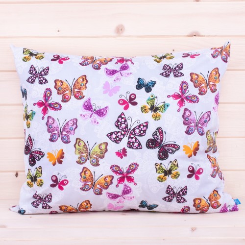 Poszewka z bawełny 50x70 cm Kolorowe motylki 3 na szarym