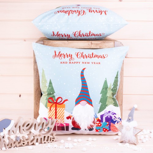Poszewka świąteczna 40x40 cm Skrzat z prezentami 3