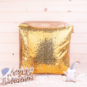 Poszewka świąteczna 40x40 cm Cekin złoto