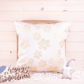 Poszewka świąteczna 40x40 cm Śnieżynki złoto na kremie