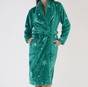 Szlafrok damski SOFT 304026 rozm: L Białe śnieżynki