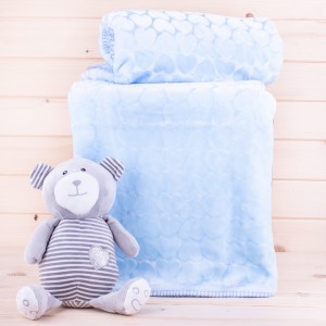 Kocyk dla dzieci 110x140 cm Serduszka niebieski