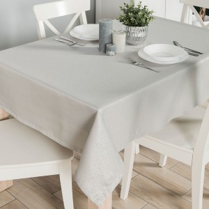 Obrus Harper 140x260 cm wodoodporny szary ze srebrem prostokąt