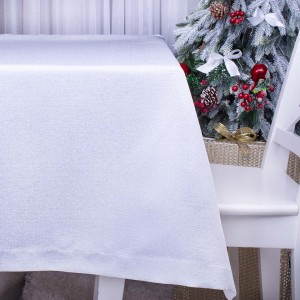 Bieżnik Caravela 60x120 cm Biały + srebrna nitka