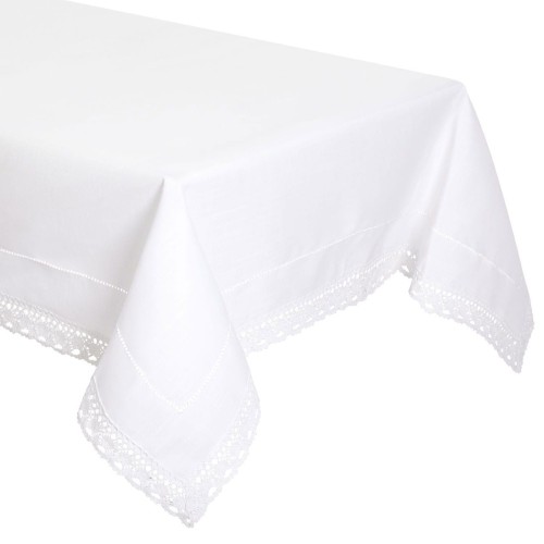 Serweta 050 85x85 Biała z mereżką i koronką