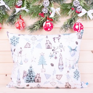 Poszewka świąteczna 40x60 cm wzór 13 Ozdoby świąteczne w pastelowych odcieniach na białym tle
