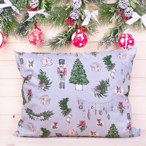 Poszewka świąteczna 50x60 cm wzór 89 na szarym tle