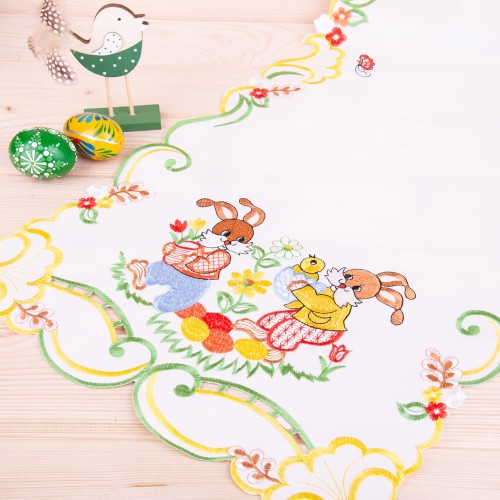 Serweta wielkanocna 85x85 cm DA-E2403 Zajączki biała