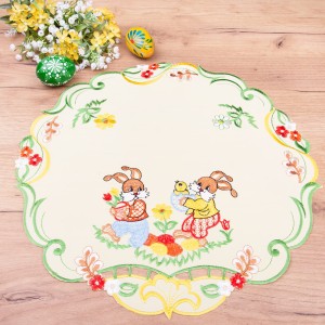 Serwetka wielkanocna koło 40 cm DA-E2403 Zajączki żółta