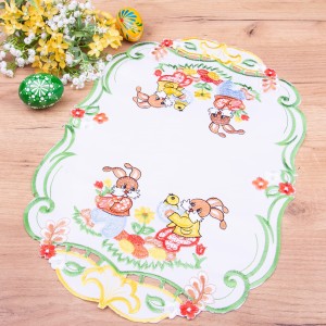 Serwetka wielkanocna 30x45 cm DA-E2403 Zajączki biała owal