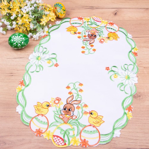 Serwetka wielkanocna 30x45 cm DA-E2401 Zajączek biała owal