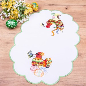 Serwetka wielkanocna 30x45 cm H26 Kogut i motyl owal