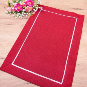 Serwetka STP-002 32x45 cm Czerwona + srebrna lamówka