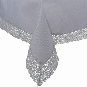 Bieżnik 404 50x100 cm z gipiurą szary ze srebrną nitką prostokąt