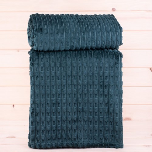 Koc 160x200 cm mikrofibra Geometria 2 ciemna zieleń