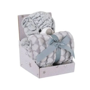 Kocyk + maskotka 75x100 cm Miś szary