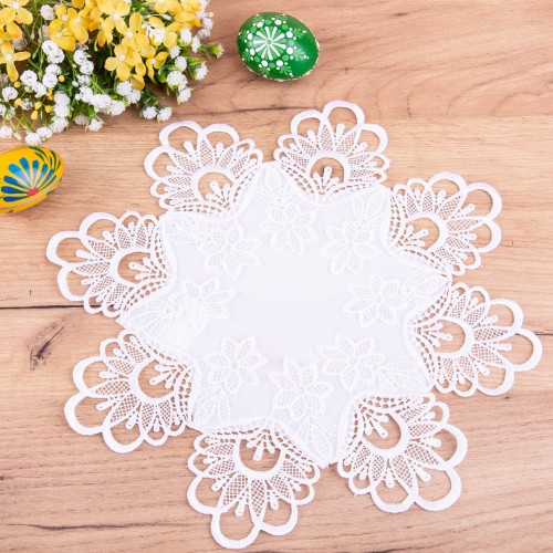 Serwetka DA-384 koło 30 cm z gipiurą Biały