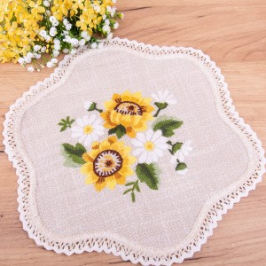 Serwetka haftowana śr 40 cm Żółte słoneczniki