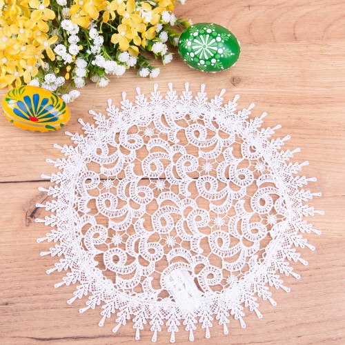 Serwetka DA-827 koło 25 cm cala gipiura Biała