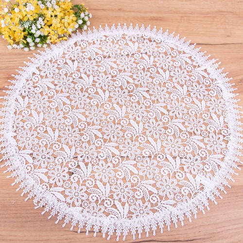 Serwetka DA-837 koło 50 cm cała gipiura Biel