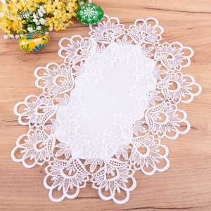 Serwetka DA-384 30x45 cm z gipiurą biała owal